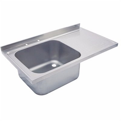 Inox Piave - Top sink unit (140x70) with left single bowl (50x50) - Made in Italy - INO-PR714155S - Inox Piave