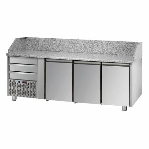 TECNODOM PZ03EKOC3SX - 3 Doors Refrigerated Pizza Counter with 3 Drawers - Tecnodom